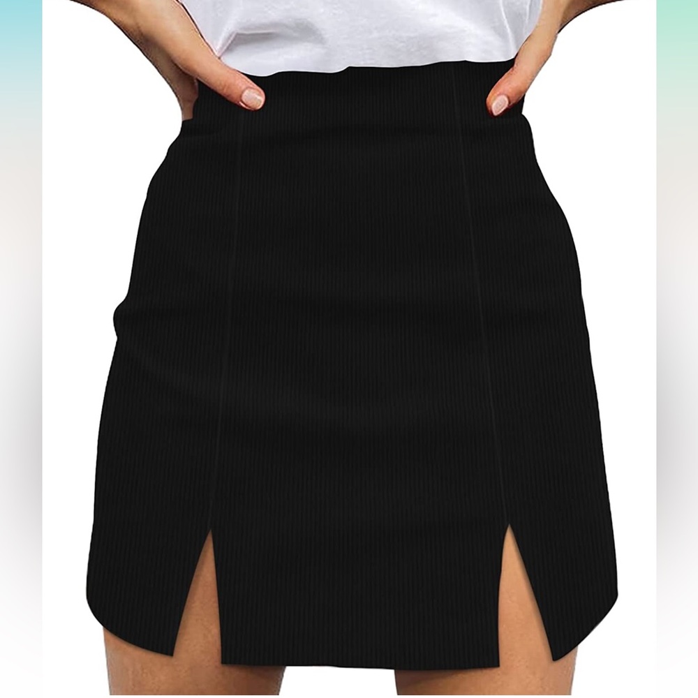 Corduroy split hem skirt